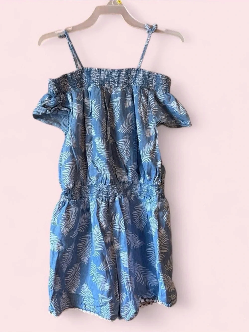 Epic Threads Blue Leaf Print Girls Romper